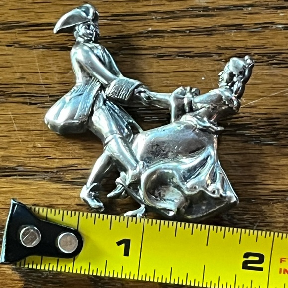 Lang Sterling Silver Dancing Swinging Colonial Couple Pin Brooch vintage joyous - Picture 2 of 9